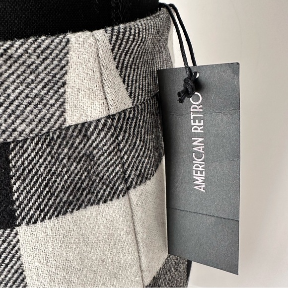NWT Sz S/4 AMERICAN RETRO “Checky” Buffalo Plaid Wool Pencil Skirt - Picture 3 of 9